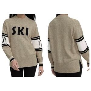 Lou & Grey Women's SKI Sweater Skis/Poles Sleeves Ribbed Cuffs/Hem Crew Apre Ski